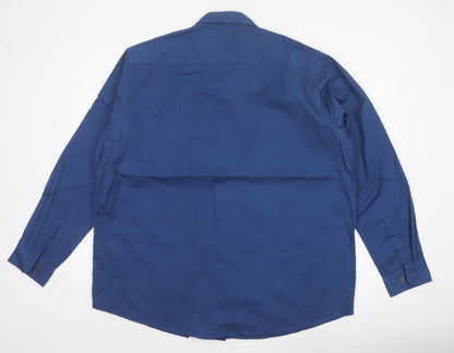 Cotton Traders Men’s Blue 2XL Cotton Long Sleeve Pocket Shirt
