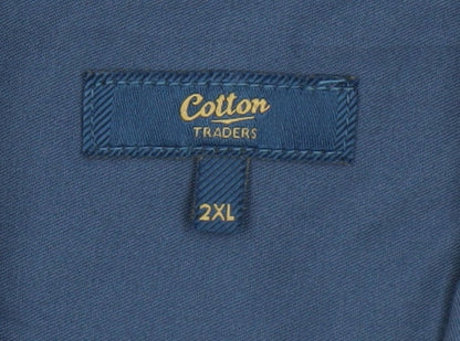 Cotton Traders Men’s Blue 2XL Cotton Long Sleeve Pocket Shirt
