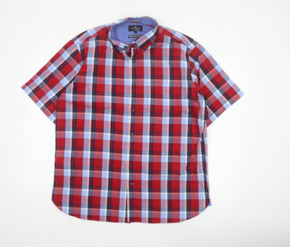 Blue Harbour Men’s Red Plaid Cotton Short Sleeve Button-Up Shirt L
