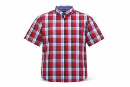 Blue Harbour Men’s Red Plaid Cotton Short Sleeve Button-Up Shirt L
