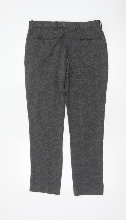Next Men’s Grey Check Dress Trousers 32in Waist Short 29in Tapered