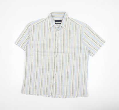 Sand Men’s M Multicoloured Striped Short Sleeve Button-Up Shirt