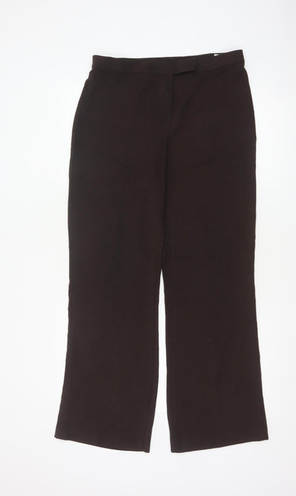 Marks & Spencer Women Brown UK 12 Bootcut Lined Dress Trousers