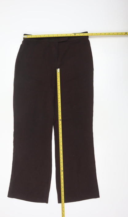 Marks & Spencer Women Brown UK 12 Bootcut Lined Dress Trousers