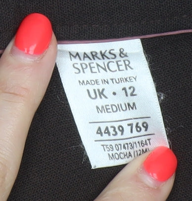 Marks & Spencer Women Brown UK 12 Bootcut Lined Dress Trousers