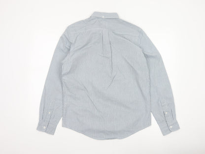 Next Men's Blue White Check S Button-Down Long Sleeve Cotton Shirt