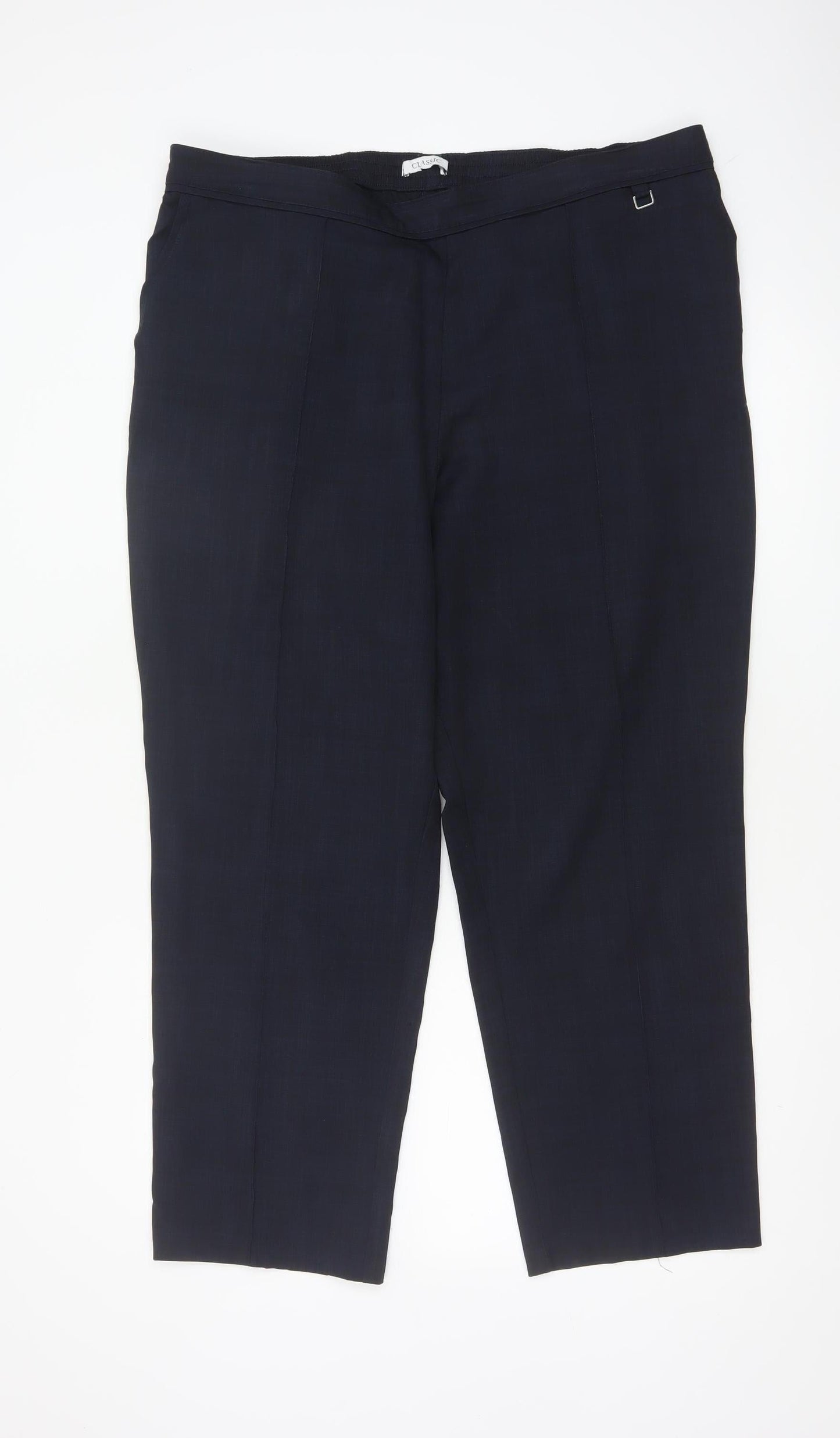 Marks & Spencer Women's Navy UK 18 Short Straight Leg Tailored Trousers