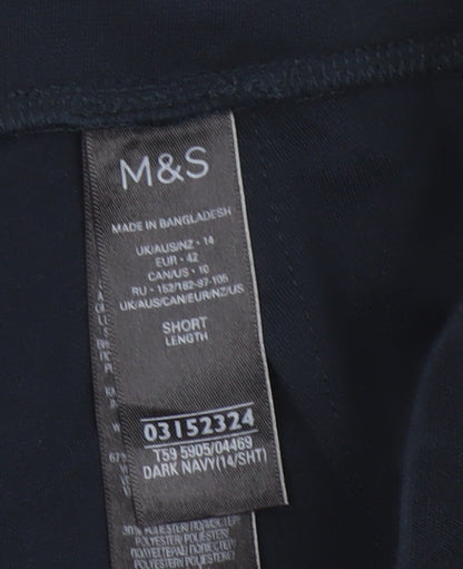 Marks & Spencer Women's Navy UK 12 Short Tapered Dress Trousers