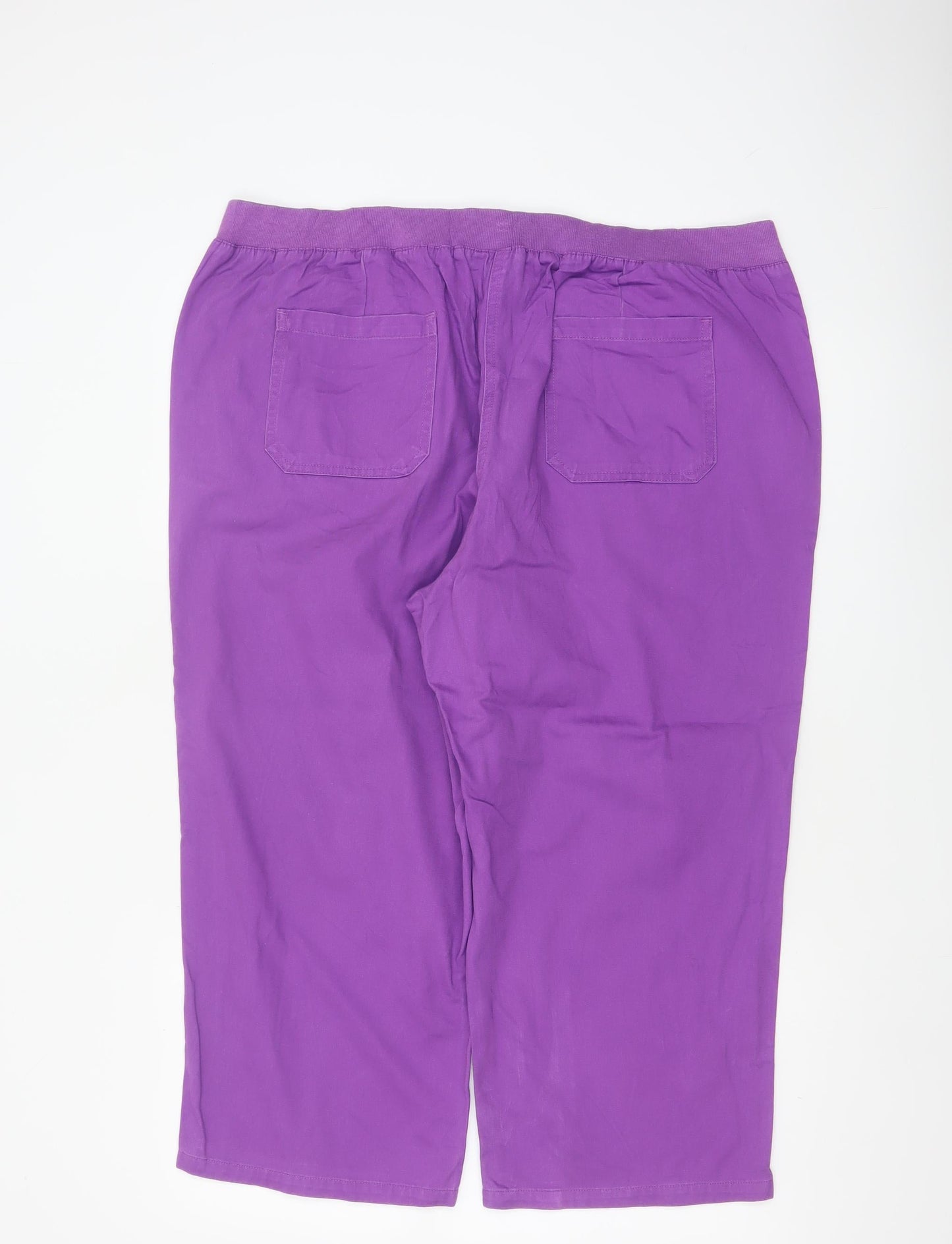 Cotton Traders Women Purple Size 18 Cropped Straight Cotton Trousers
