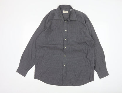 Jonelle Men’s Grey Pinstripe 15.5 Long Sleeve Button-Up Shirt