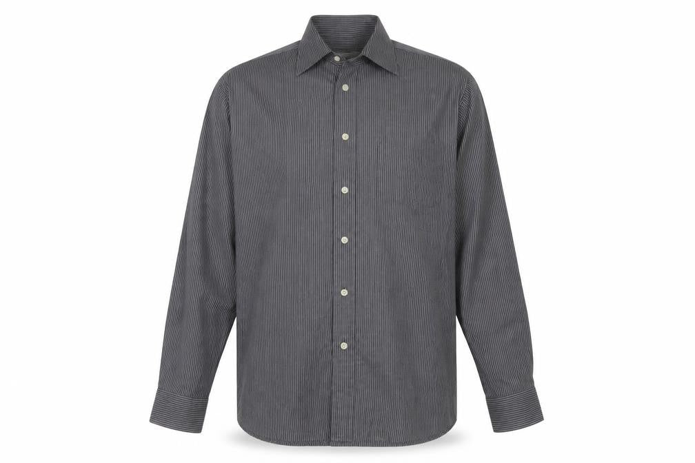 Jonelle Men’s Grey Pinstripe 15.5 Long Sleeve Button-Up Shirt
