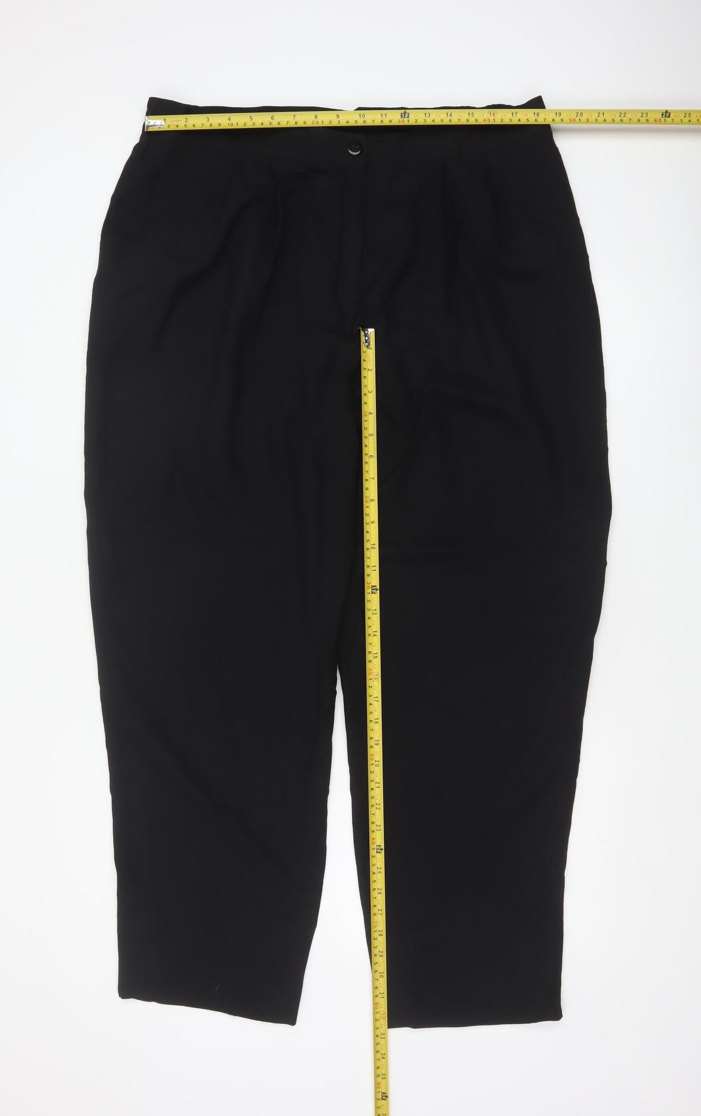 Elvi Women’s Black Size 24 Wool Blend High Rise Tapered Dress Trousers