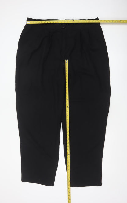 Elvi Women’s Black Size 24 Wool Blend High Rise Tapered Dress Trousers