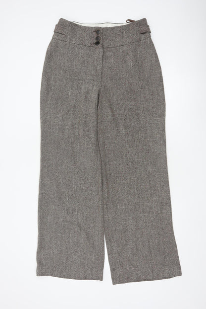 Principles Women’s Brown Herringbone Wide-Leg Trousers UK 12
