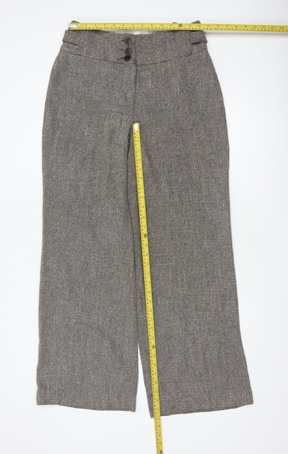 Principles Women’s Brown Herringbone Wide-Leg Trousers UK 12