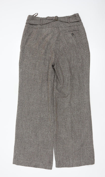 Principles Women’s Brown Herringbone Wide-Leg Trousers UK 12