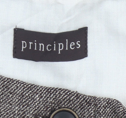 Principles Women’s Brown Herringbone Wide-Leg Trousers UK 12