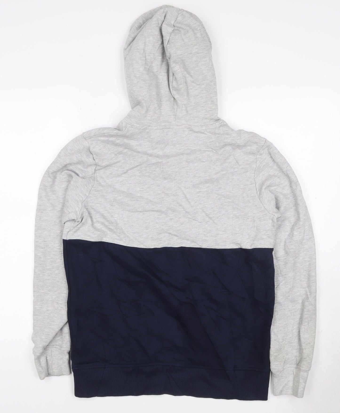 Jack & Jones Men's Grey Navy S Pullover Hoodie Graphic Logo Drawstring