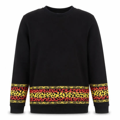 Front view of ASOS Men’s Black M Crew Neck Leopard Print Pullover Sweatshirt