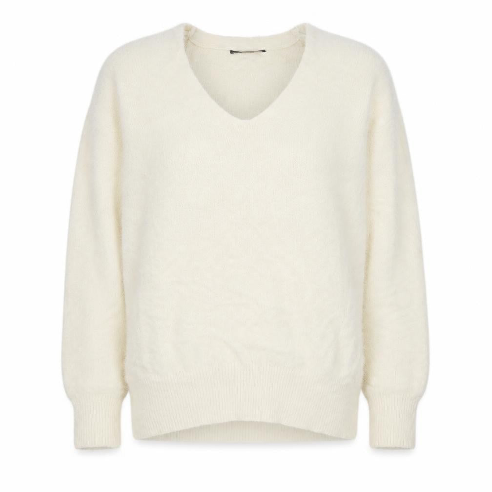 Marks and Spencer Women Ivory M V-Neck Cashmere Knit Pullover Jumper