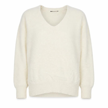Marks and Spencer Women Ivory M V-Neck Cashmere Knit Pullover Jumper