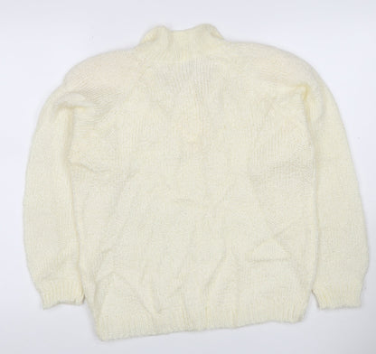 Etam Women’s Ivory Size 10 Chunky Knit Collared Henley Jumper