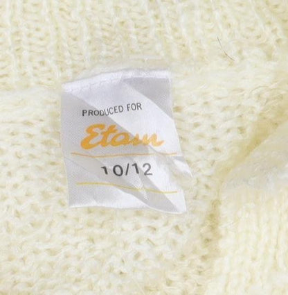 Etam Women’s Ivory Size 10 Chunky Knit Collared Henley Jumper