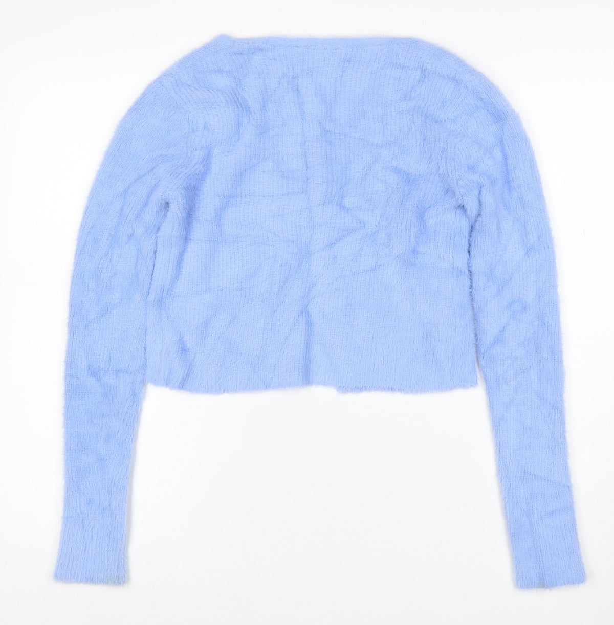 Bershka Women’s Blue M Cable-Knit Tie Front Wrap Cardigan