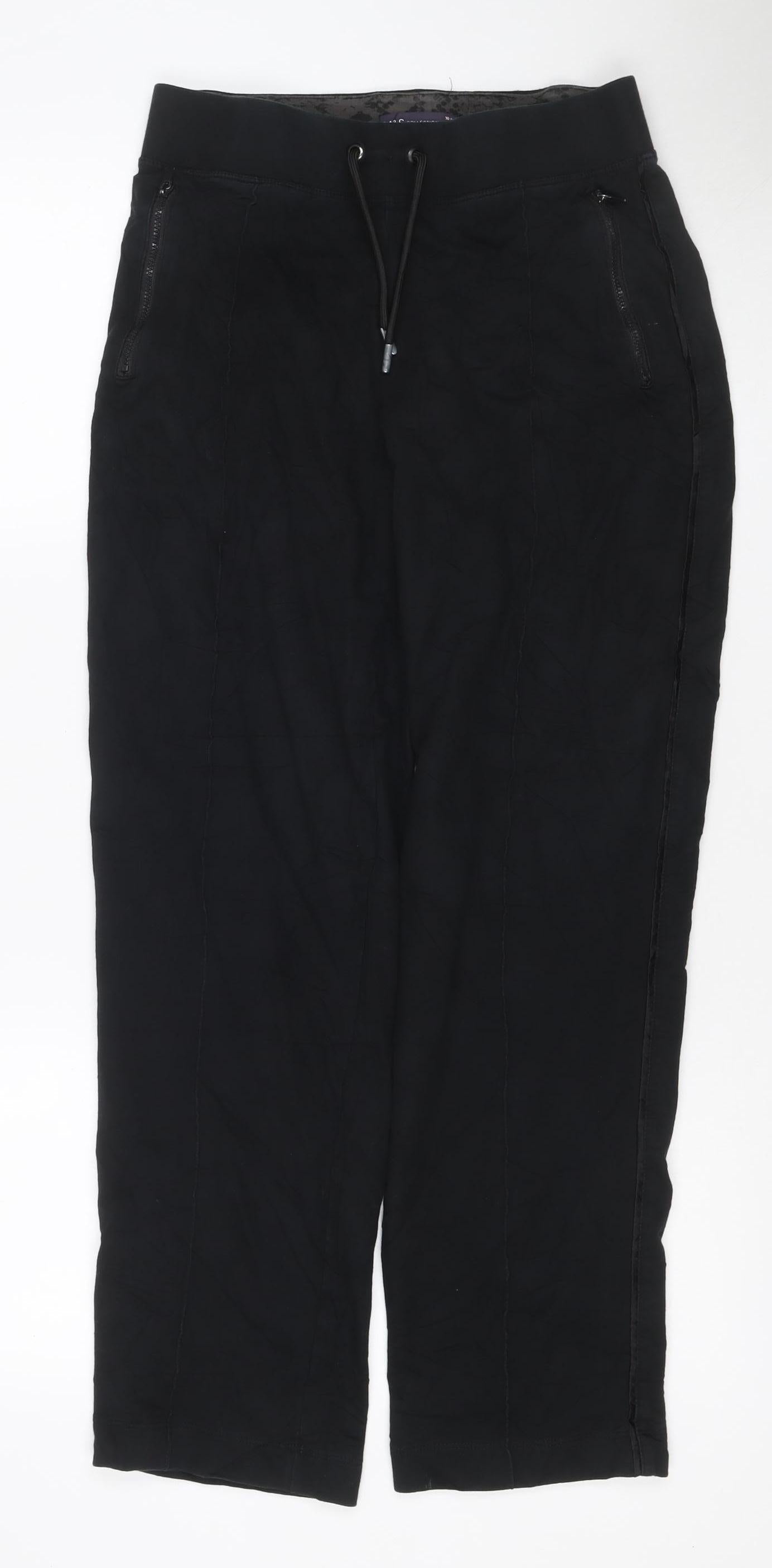 Marks & Spencer Women’s Black Size 10 Short Drawstring Zip Pocket Trousers