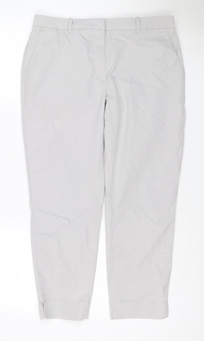 M&S Collection Women White Size 12 Straight Leg Cotton Blend Trousers