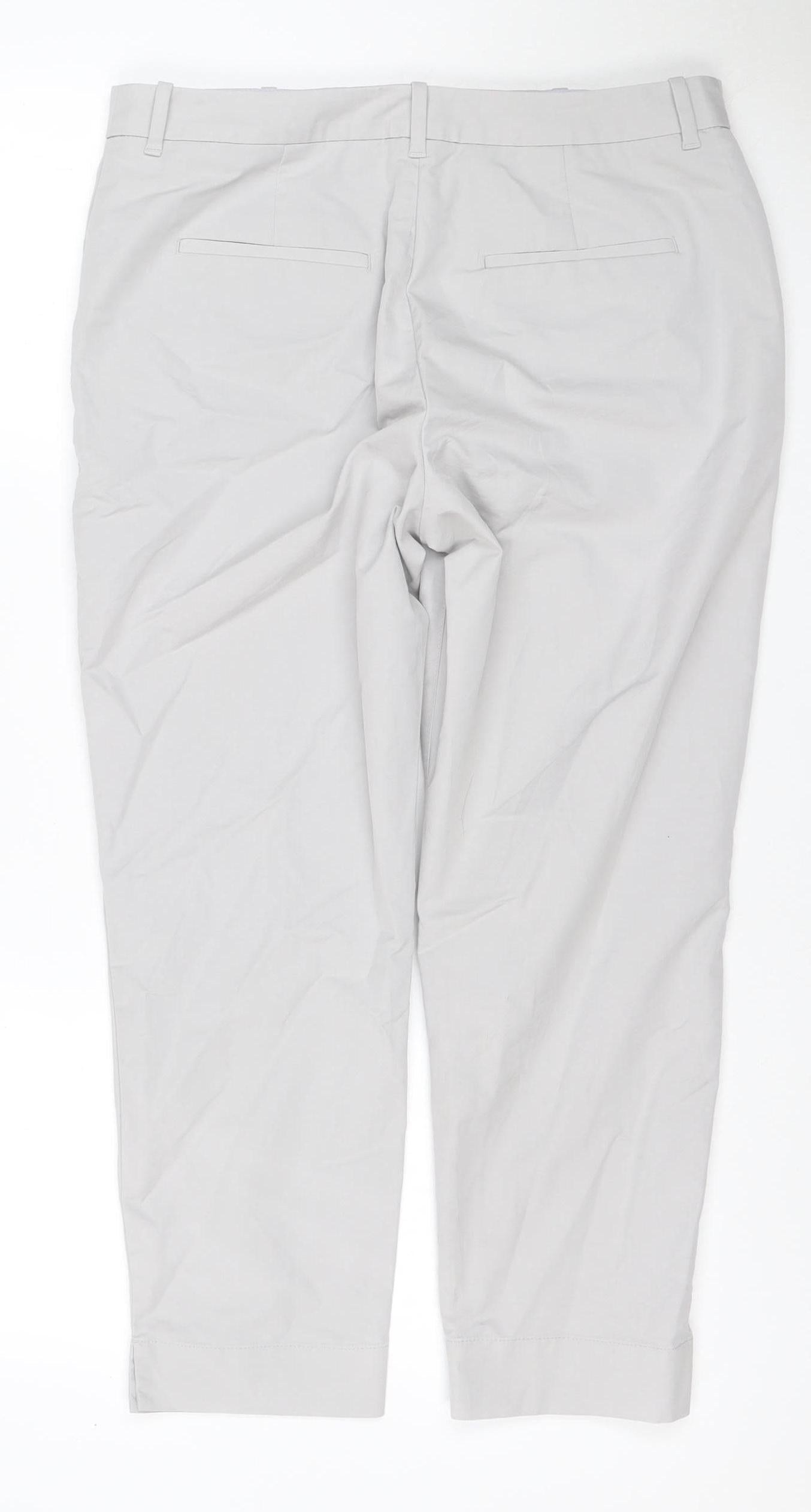 M&S Collection Women White Size 12 Straight Leg Cotton Blend Trousers