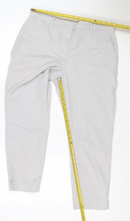 M&S Collection Women White Size 12 Straight Leg Cotton Blend Trousers