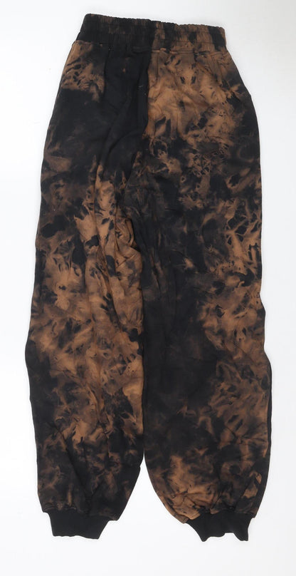 Motel Women’s Brown Tie Dye Jogger Trousers XS Elastic Waist Pockets