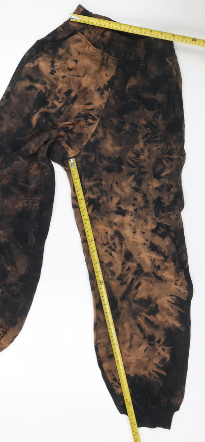 Motel Women’s Brown Tie Dye Jogger Trousers XS Elastic Waist Pockets