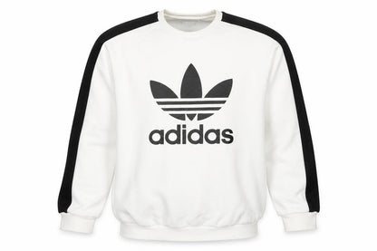Adidas Men’s White Black Logo Graphic Pullover Sweatshirt Size L
