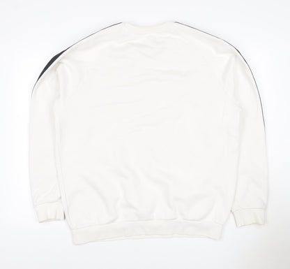 Adidas Men’s White Black Logo Graphic Pullover Sweatshirt Size L