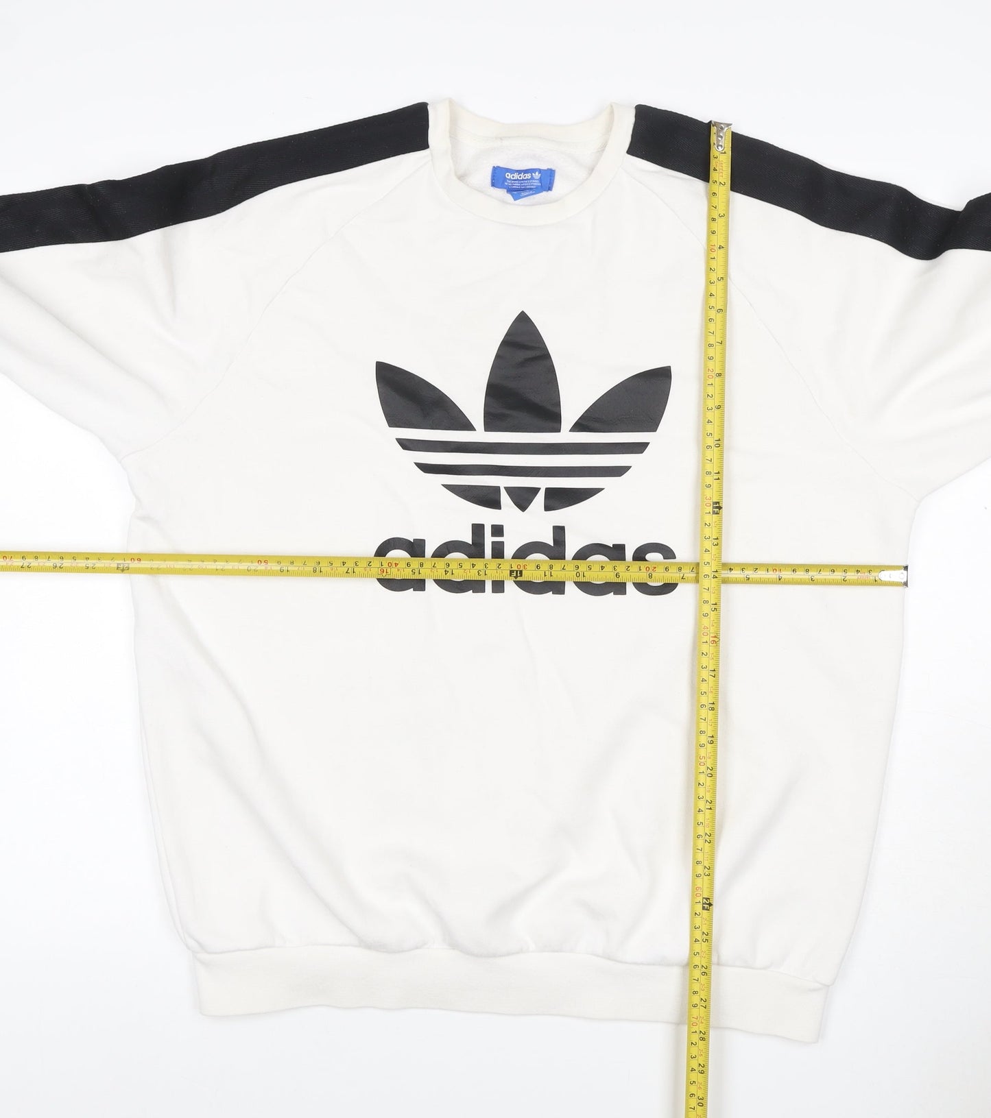 Adidas Men’s White Black Logo Graphic Pullover Sweatshirt Size L