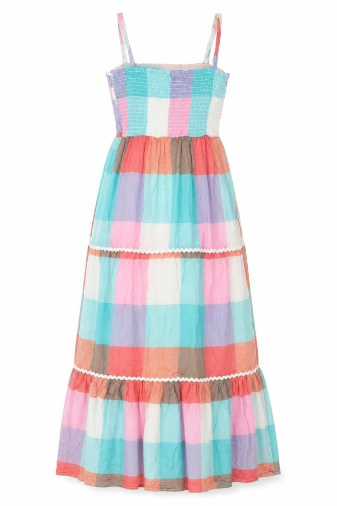Lipsy London Women Multicoloured UK 8 Maxi Long Cotton Check Sundress