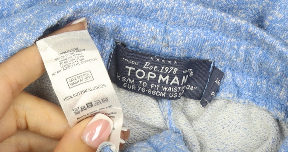 Topman Men’s Blue S Sweat Shorts Drawstring Cotton Pockets