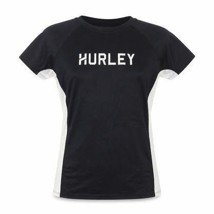 Hurley Women’s Black White UK 16 Athletic Logo T-Shirt Gym Top