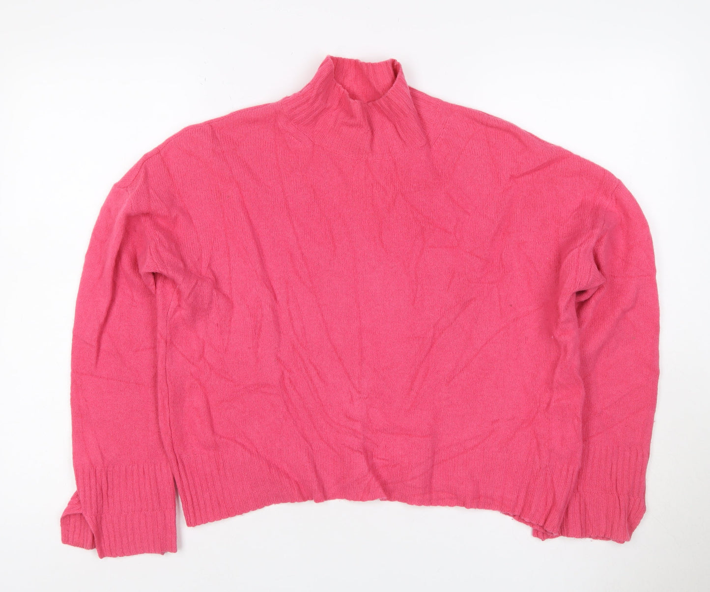 Whistles Women Pink Size S 100% Wool Mock Neck Knit Pullover Jumper