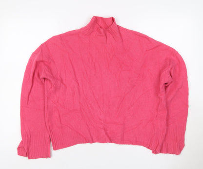 Whistles Women Pink Size S 100% Wool Mock Neck Knit Pullover Jumper