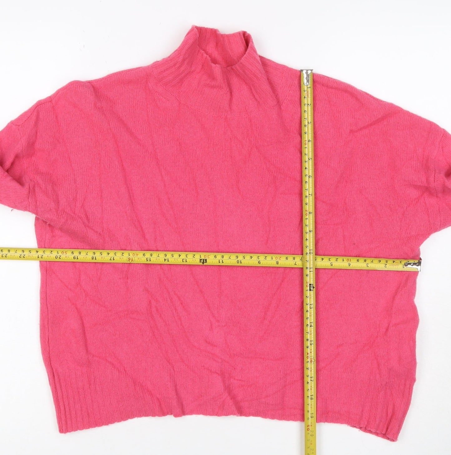 Whistles Women Pink Size S 100% Wool Mock Neck Knit Pullover Jumper