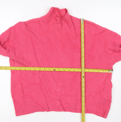 Whistles Women Pink Size S 100% Wool Mock Neck Knit Pullover Jumper