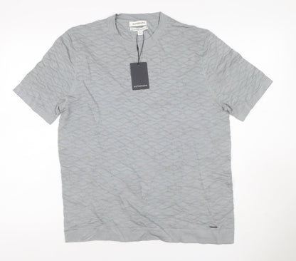 Marks & Spencer Men's Grey M Mercerised Cotton Rich Textured Knit T-Shirt