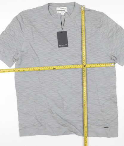Marks & Spencer Men's Grey M Mercerised Cotton Rich Textured Knit T-Shirt