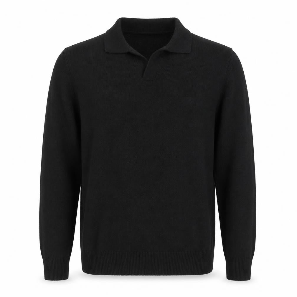 Front view of Autograph Men’s Black Cotton Cashmere Collared jumper, size S