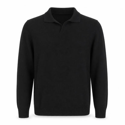 Front view of Autograph Men’s Black Cotton Cashmere Collared jumper, size S