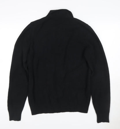 Autograph Men’s Black Cotton Cashmere Collared Pullover Jumper Size S
