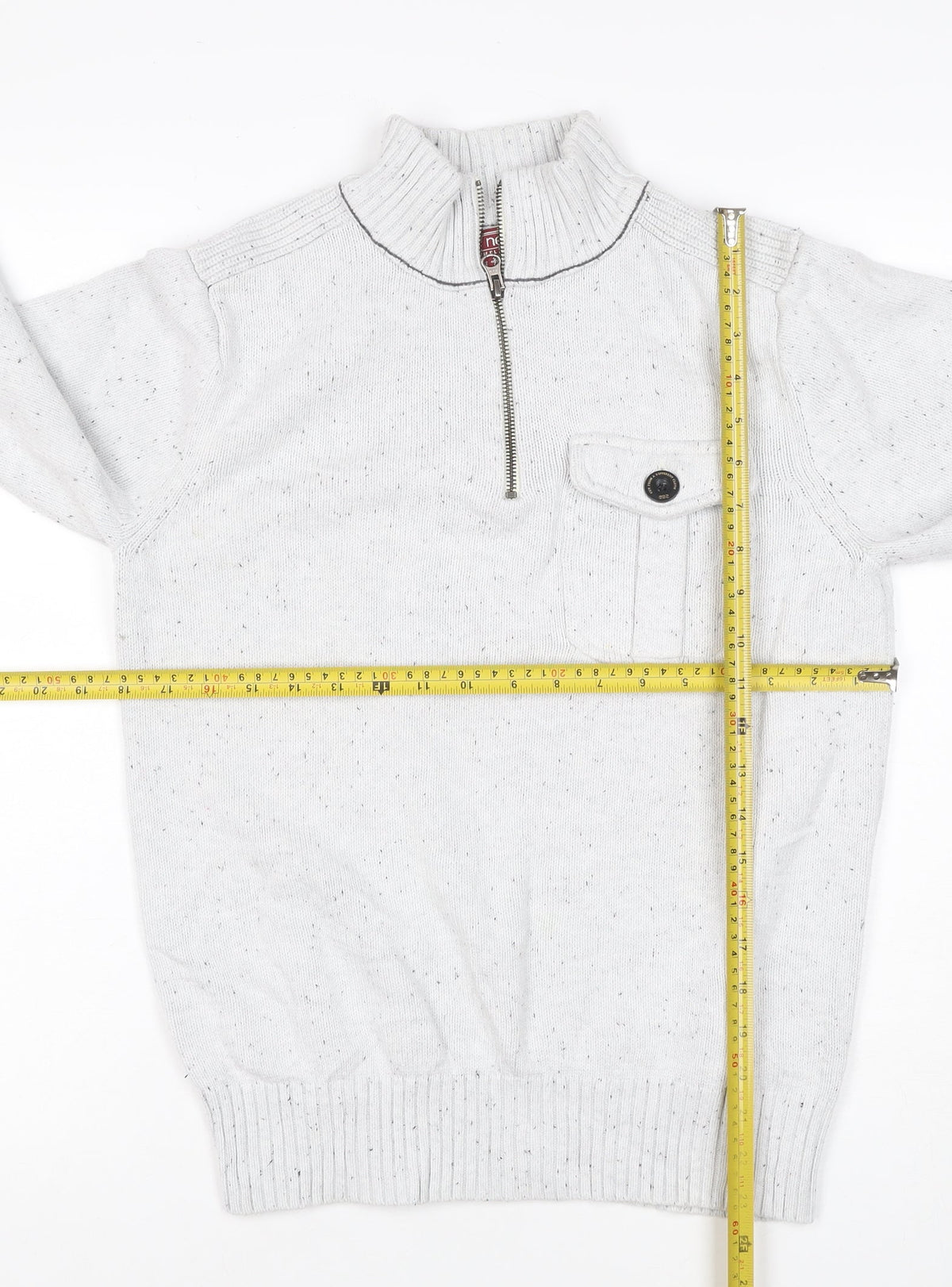 Next Men’s Ivory S 1/2 Zip High Neck Knit Jumper Pocket